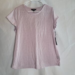 NWT Simply Vera Vera Wang Floral Jaquard Short Sleeve Top Size L Lavender